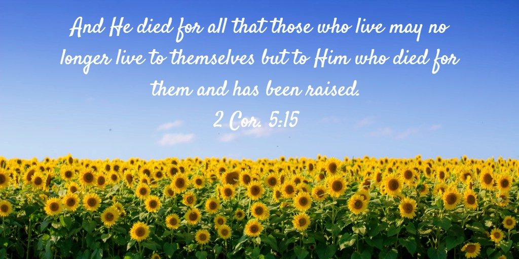 And He died for all that those who live may no longer live to themselves but to Him who died for them and has been raised. 2 Cor. 5:15